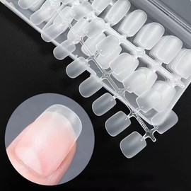 Skexiod Soft Gel Full Cover Nail Tips,240 Pcs Upgraded Soft Gel Nail Tips No Filed,Matte Short Oval Square False Press on Nail Tips for Soak Off Nail Extensions (Full Matte Short Oval)