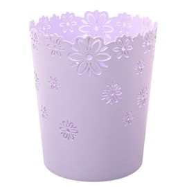 Scakbyer Wastebasket, Hollow Flower Shape Plastic Lidless Wastepaper Baskets Trash Can - M - Purple