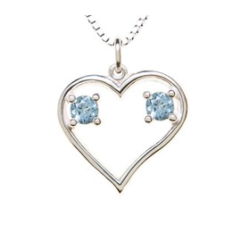 Sterling Silver Pendant Couple's Heart December & December