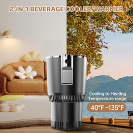 Smart Car Hot and Cold Cup Holder Rapid Heating and Cooling Insulated Electric Beverage Mug for Car Home Office Travel Portable Temperature Control Cup Accessory, Smart Cup for car, Heated Travel Mug