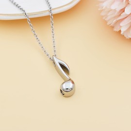 Sheng Jewelry Music Note Urn Necklaces Ashes Stainless Steel Musical Symbol Cremation Urn Pendant Loved One Funeral Memorial Ashes Jewelry Clef Urn Pendant Necklace (Eighth Note-Silver) (S030-S)