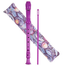 QIELIZI Recorder Instrument for Beginner Kids Adults,8-Hole Soprano Descant Recorder Music Flute with with Cleaning Rod & Leather Case For School Student Home Entertainment(2-Abstract Star Night)