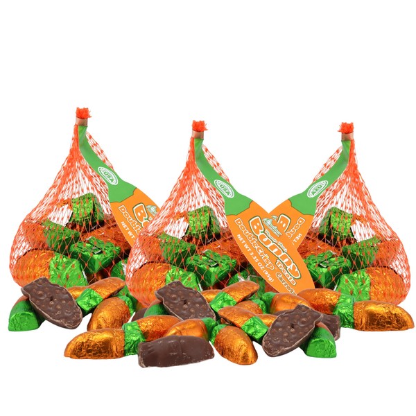 Needzo Crispy Chocolate Carrot Shaped Treats in Mesh Bag, Easter