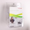 Acrylic Brochure Holder with Business Card Holders, 8.5 x 11