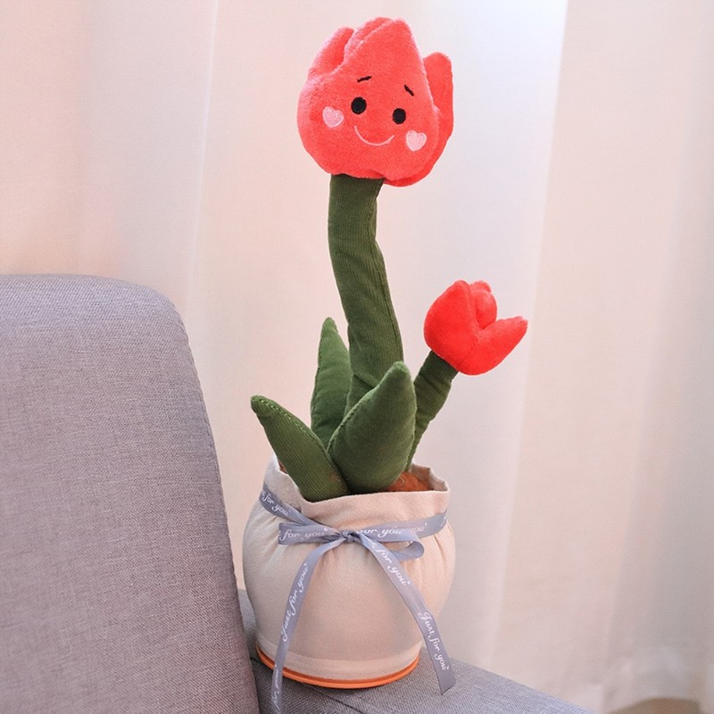 Electronic Dancing Singing Plush Toy Talking Repeating Multifunction Tulip Flower
