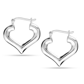 LeCalla Sterling Silber Schmuck Leichte Herzform Bali-Band-Ohrringe für Frauen