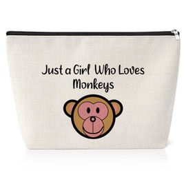 Monkey Gift Monkey Makeup Bag Monkey Lover Gift Monkey Themed Gift for Women Friend Sister Colleague Animal Lover Breeder Birthday Christmas Graduation Gift for Daughter Sister Cosmetic Pouch