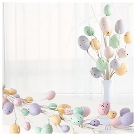Artificial Spring Pastel Easter Egg Spray and Garland 2 Piece Set – Springtime Pastel Easter Egg Home Decor for Table Arrangements, Fireplace Mantel, and Seasonal Centerpiece Decorations (60" Long)