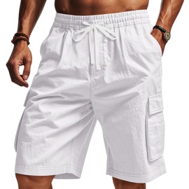 TRFIC Mens Cargo Shorts Casual Solid Color Lightweight Summer Outdoor Work Cargo Shorts with Multi Pockets