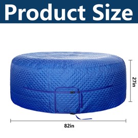 Tlswshsy 82'' x 27'' Insulated Inflatable Hot Tub Thermal Cover, Energy Efficient Hot Tub Cover with Handles and Straps, Portable Hot Tubs Spa Full Coverage for Keeping Warm and Dustproof (Blue)