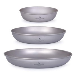 Boundless Voyage Ultralight Titanium Pan Dish Plate with Carry Mesh Bag Outdoor Titanium Dishware and Utensils Mess Kit for Camping Backpack Ti15139B