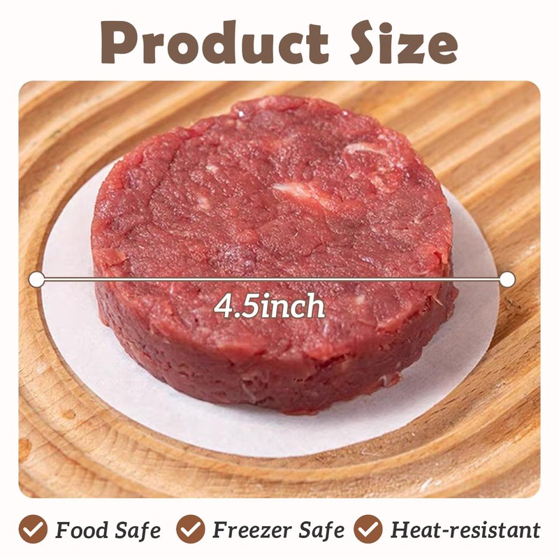 BurgerPaper 2000pcs, Non Stick Hamburger Patty Paper, 4.5" Round Parchment