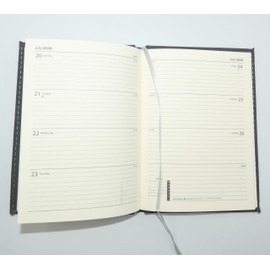 Sixstore Week to View 2026 A6 Diary WTV A6 Planner Hardback Cover Casebound PU Leather Diaries Colour Ribbon Marker, Grey