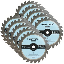 KEENTECH 4-1/2 Inch Circular Saw Blade 24T, 3/8" Arbor, ATB Carbide Teeth, Fast Wood Cutting, General Purpose Framing Saw Blades for Compact Mini Circular Saw 10Pcs, for Softwood Hardwood Plywood