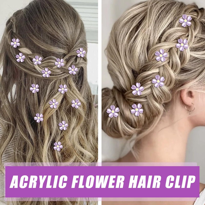 10Pcs Rhinestone Petal Hair Clips, Fashion Tiny Cute Claw Clips