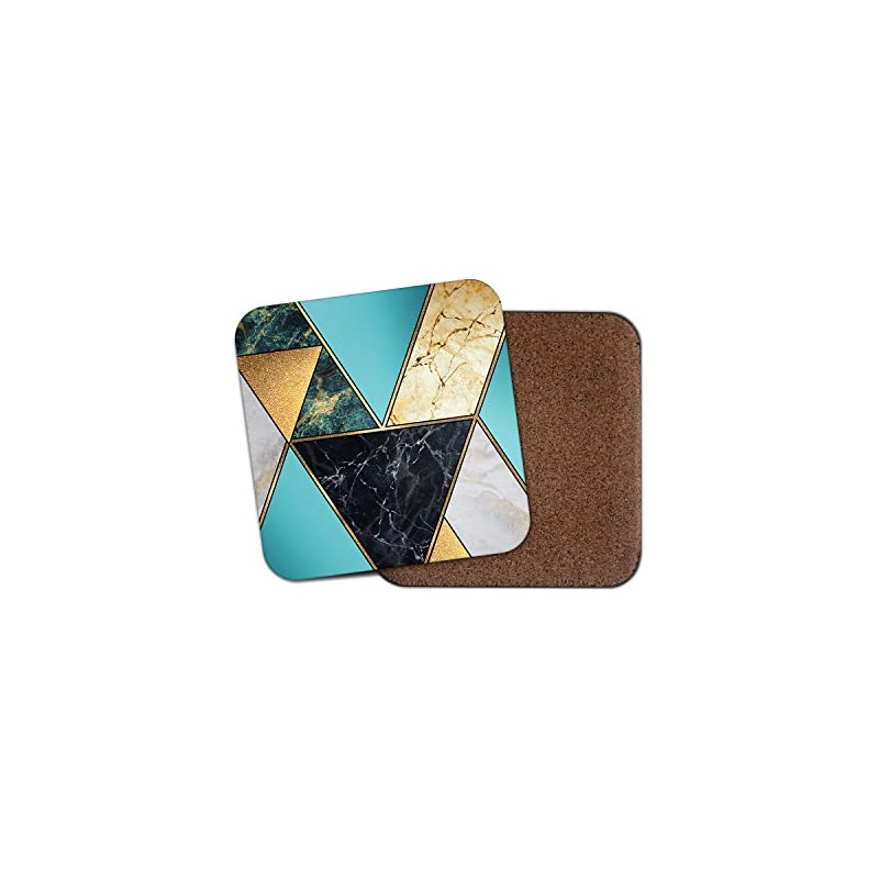 Square Single Coaster - Art Deco Blue Marble Effect New