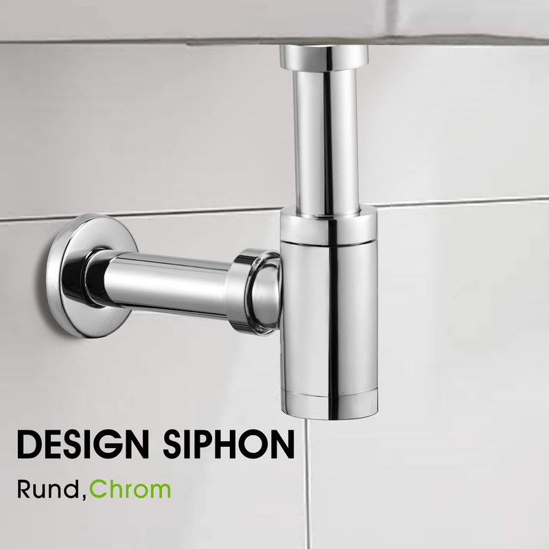 Designer Siphon Chrome Syphon for Washbasins and Washbasins, Bottle Siphon