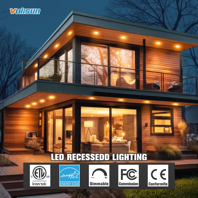 VOLISUN 12 Pack 4 Inch 5CCT Recessed Light with Night