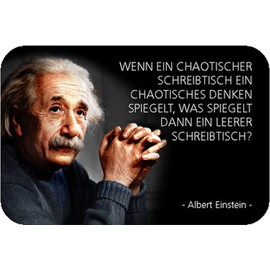 Schatzmix Tin Sign with Saying Einstein Chaotic Desk Metal Sign Wall Decoration 20 x 30 cm Tin Sign