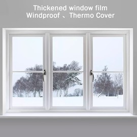 Preshwous Window Insulation Kit, Transparent Cuttable Cold Winter Insulation with Adhesive Straps, Reusable Window Plastic for Winterizing Thicken Thermal Attic Insulation Cover for Winter(95''x47'')