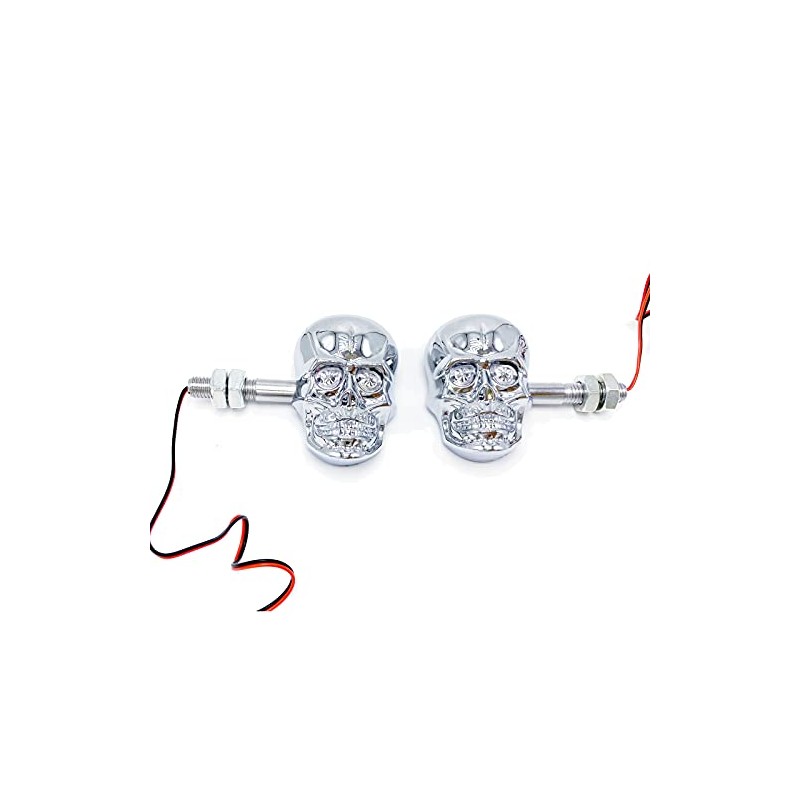 PerfecTech Motorcycle 10mm Screw Skull Head LED Amber Turn Signal