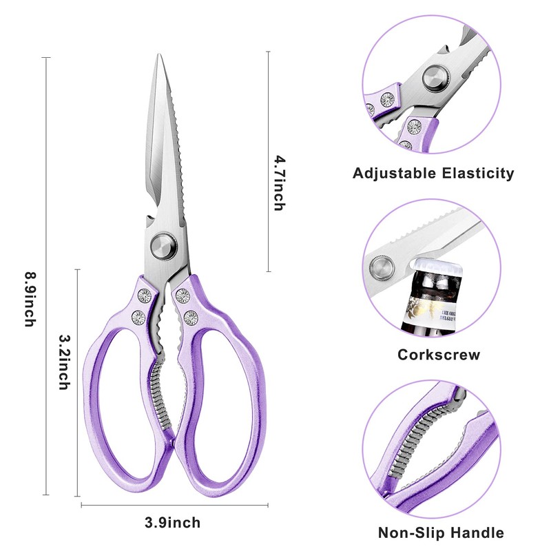 AWinjoy Kitchen Scissors, Sharp Kitchen Shears Dishwasher Safe Heavy Duty,Purple