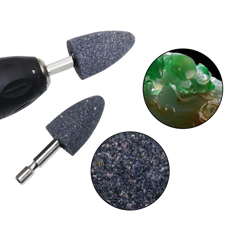 2 Pcs Hexagonal Handle Brown Corundum Grinding Stone,Conical Small Grinding