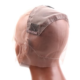 Bella Hair Full Lace Wig Cap with Stretch Panel and Combs for Black Women Making Wigs (Large Size Cap)