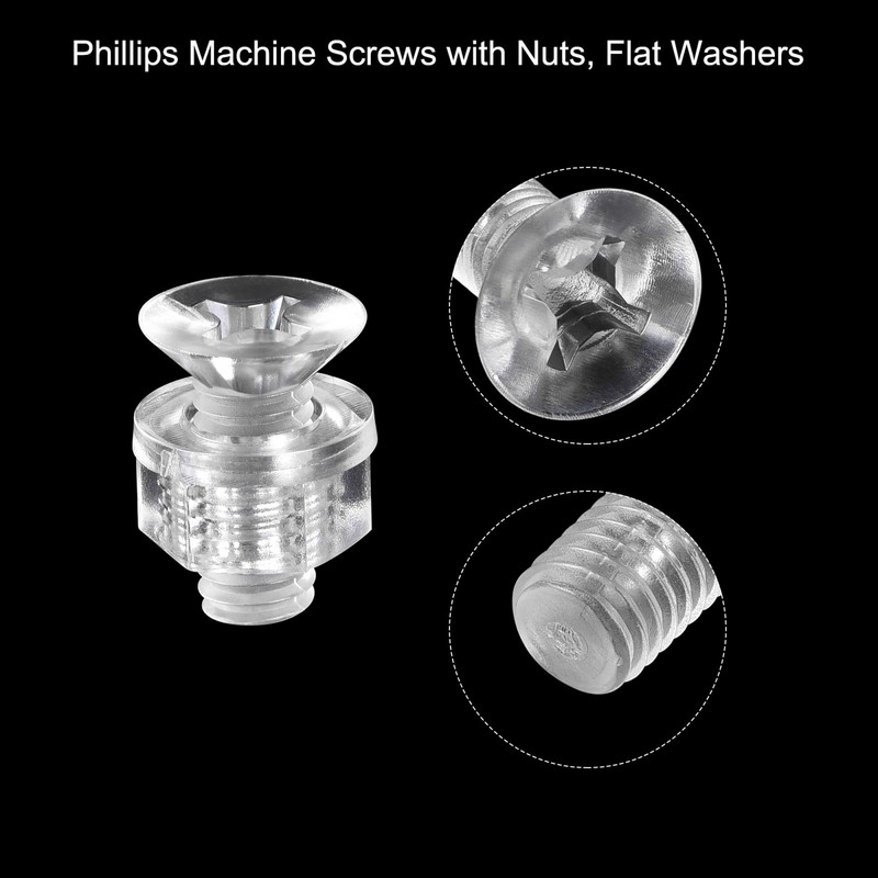 uxcell M6 x 16mm Plastic Phillips Machine Screws with Nuts