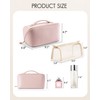 Vlando Travel Makeup Bag,Toiletry Bag for Women PU Leather Open