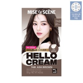 Mise-en-scène [Bargain Special] Mise-en-scène Hello Cream Double Cover 7AB Ash Brown 120g, 1 Pack / [득템특가] 미쟝센 헬로크림 더블커버 7AB 애쉬브라운 120g, 1개