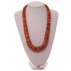 Avalaya Burnt Orange Graduated Wooden Button Bead Necklace with Marbled