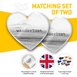 Awesome 2 x Heart Stickers 10 cm - BW - Vintage Wanderlust Travel Explore Fun Decals for Laptops,Tablets,Luggage,Scrap Booking,Fridges #36884