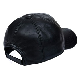Unisex Herren Damen Snapback 100% Leder Schwarz Baseball Mütze Mit Verstellbarem Träger