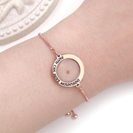 Vivaday Christian Symbol Minimalist Circle Pendant Bracelet | Faith Can Move Mountains | Scripture Inspirational Quote Square Link Adjustable Charm Bracelets | Hope and Belief in Miracles YA4586