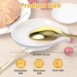 8 Pcs Ceramic Spoon Rest, White, 3.8 x 3.4 x 0.7 Inch, Dishwasher Safe, Kitchen Counter Coffee Spoon Rest