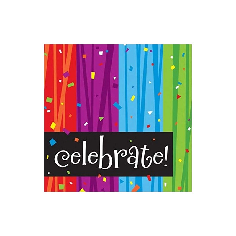 Creative Converting 16-Count Paper Lunch Napkins, Celebrate, Milestone Celebrations, Multicolor,