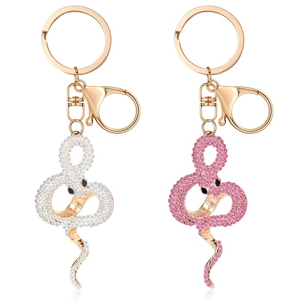 2 PCS Rhinestone Snake Keychain Year of 2025 Snake Hanging