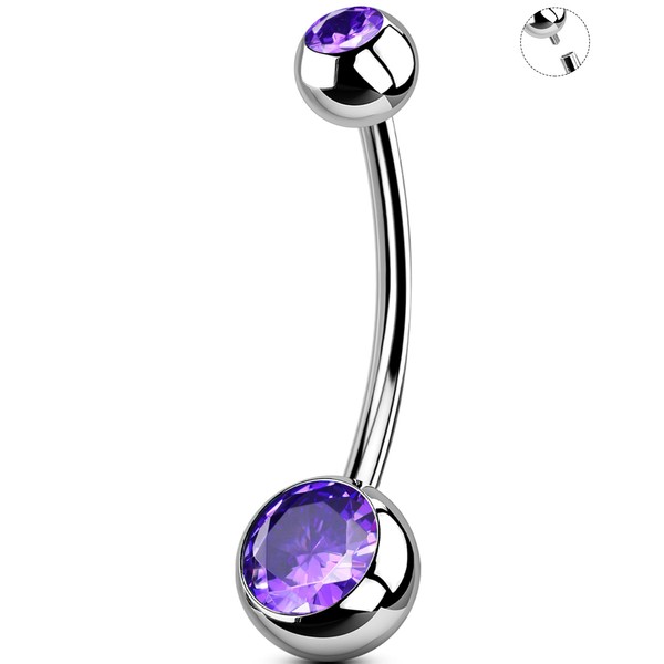 OUFER 14G Titanium Belly Button Piercing 10/12/14/16 mm Purple Belly