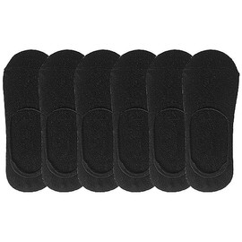 Womens no Show Low Cut Liner Invisible Non Slip Socks for Flats Sneakers- 6 Pack Sock 80% Cotton (Black, 6 Pair)