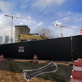 ShadeMart 5' x 10' Black Fence Privacy Screen Windscreen Shade Fabric Cloth HDPE, 90% Visibility Blockage, with Grommets, Heavy Duty Commercial Grade, Cable Zip Ties Included (We Customize Size)