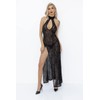 Noir Handmade F288 Leopard Print Slit Long Flock Dress, black