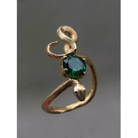 Punk Vintage Snake Design Ring, Fashion Accessories for Both Men & Women for Party, Daily Clothing Decor, Trendy All-match & Exquisite Jewelry for Birthday Gift - Color: Golden, Size: 7