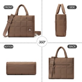 DOYOGI Quilted Crossbody Bags for Women,Small Tote Bag Shoulder Bag,Puffer Weekender Overnight Bag,Purse Handbag Organizer (Brown)