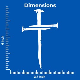 Cartat2s Cross Made of Nails Vinyl Decal | 6" X 3.7" White | Fits Walls Cars Trucks Van SUV RV Laptop Sticker