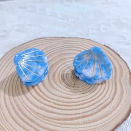 Sea Shell Mini Acrylic Resin Shell Hair Clips - 2Pcs Blue Jaw Clamps and Beach Accessories for Women and Girls