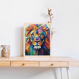 OKSGYTA Colorful Powerful Lion Paint by Numbers Kit Paint by Numbers DIY Acrylic Drawing Paintworks Artwork Adults Beginners 16x20inch No Frame