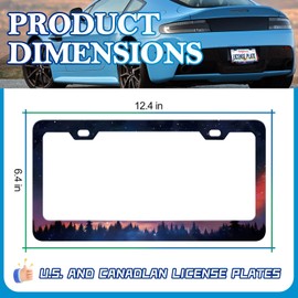 Starry Sky License Plate Frame - 2 PSC Beautiful Starry Sky Forest Aluminum Metal License Plate Frame, Rust-Proof Waterproof Car Decorative Tag Frames for Standard Us 12x6 Inch