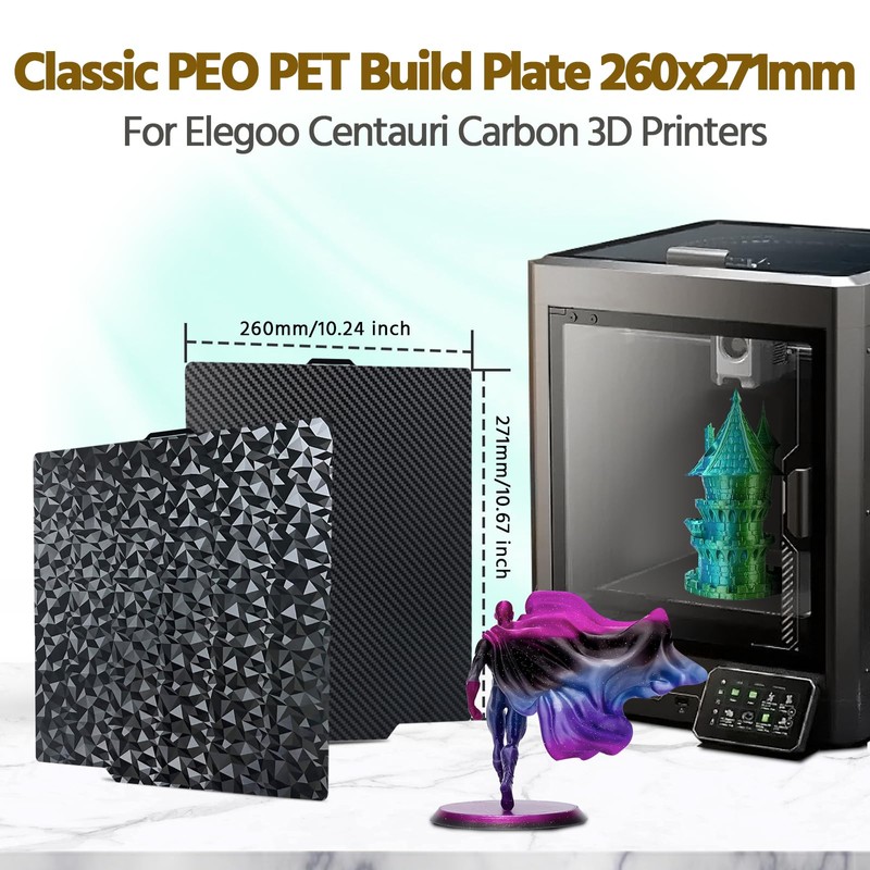 IdeaFormer-3D PEO PET Build Plate 260x271mm for Elegoo Centauri Carbon,