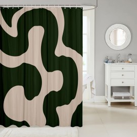 Jejeloiu - Cortina de ducha de color negro y beige de 72 x 78 pulgadas, geometría geométrica moderna, para baño, cortina de baño de arte neutro, accesorios de baño para niños